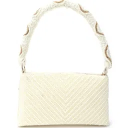 Odette White Fabric Embellished Clutch image 4