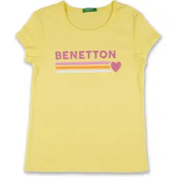 United Colors of Benetton Kids Yellow Cotton Logo Print T-Shirt-picture-32