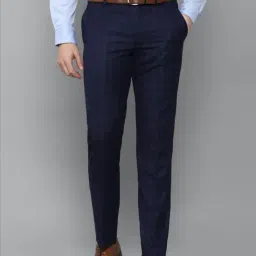 Louis Philippe Gods & Kings Navy Slim Fit Checks Trousers-picture-15