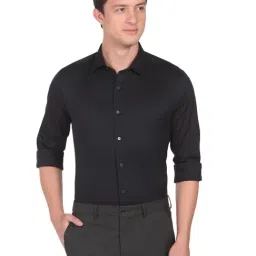 Arrow New York Black Cotton Slim Fit Striped Shirt-picture-36