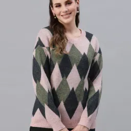 Mafadeny Pink Self Pattern Sweater-image-7