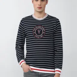 Van Heusen Black Regular Fit Striped Sweatshirts-image-99