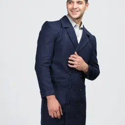 Chkokko Navy Blue Relaxed Fit Solid Coats image 4