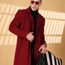 Chkokko Maroon Relaxed Fit Solid Coats image 4