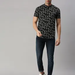 showoffff SHOWOFF Black Cotton Slim Fit Printed Shirt image 4