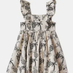 R&B Kids Light Beige Floral Regular Fit Dress-picture-20