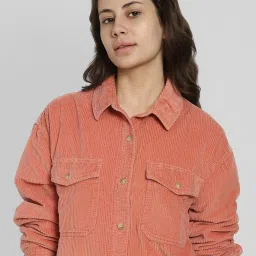 American Eagle Peach Cotton Loose fit Solid Shacket image 4