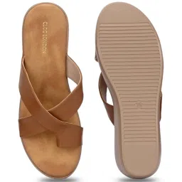 Clog London Women's Brown Cross Strap Wedges image 4