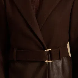 Kazo Brown Solid Overcoat image 4