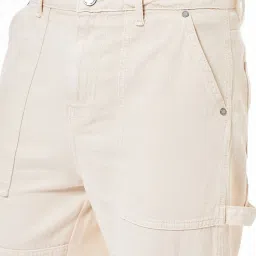 Bewakoof Beige Cotton Straight Fit Cargo Jeans image 4