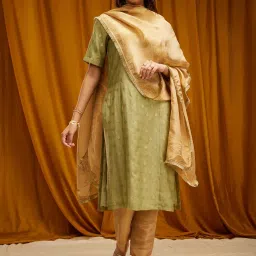 Pink Fort Lime Green Printed Straight Kurta image 4