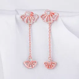 GIVA 925 Silver Bhumi Rose Gold Brilliant Eyebright Dangler Earrings for Women & Girls-image-94