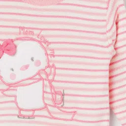 Juniors by Lifestyle Light Pink Striped Regular Fit Sweater & Pants image 4