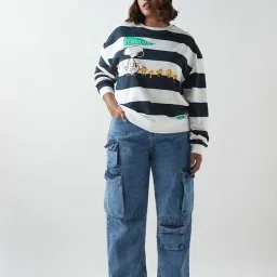 Bewakoof White Graphic Relaxed Fit Sweatshirt image 4