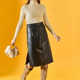 98 Degree North Cream Cotton Self Regular Fit Sweater image 4