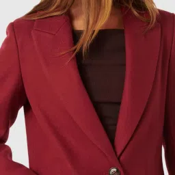 Forever New Red Solid Full Sleeves Coat image 4