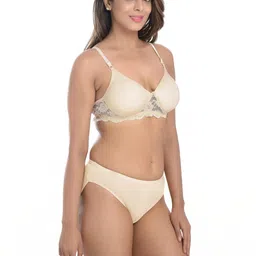 samvar Women Black,Brown Cotton Blend Bra Panty Set for Lingerie Set Undergarments Pack of 2 image 2