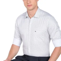 Arrow White Cotton Slim Fit Printed Shirt image 4