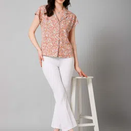PURYS Red Floral Print Shirt image 4