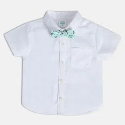 MINIKLUB Kids Mint Green & White Printed Shirt, Waistcoat, Shorts with Bow image 4