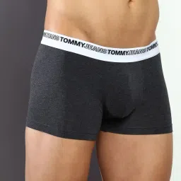 Tommy Hilfiger Dark Grey Heather Cotton Regular Fit Logo Printed Trunks image 4