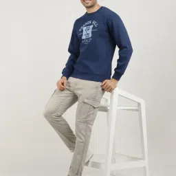 Dragon Hill Indigo Cotton Slim Fit Logo Printed Sweatshirt image 4