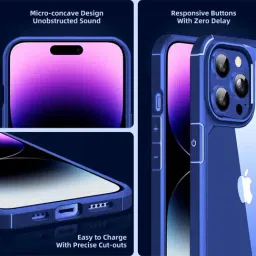 GRIPP Defender Clear Protection Transparent Back Case for Apple iPhone 14 Pro - Blue image 2