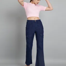 Angelfab Dark Blue Denim Flared Fit High Rise Jeans image 4