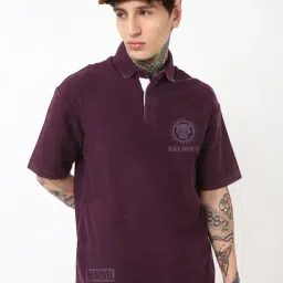 Bewakoof Marvel Merchandise Purple Cotton Oversized Fit Graphic Polo T-Shirt-picture-19