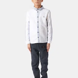 Angel & Rocket Kids White & Blue Cotton Logo Full Sleeves Shirt image 4