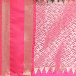 Silk Land Peach & Pink Silk Printed Saree With Unstitched Blouse image 4