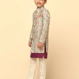KISAH Multicolor Floral Full Sleeves Kurta, Sherwani with Pyjamas image 4