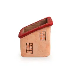 ExclusiveLane Peach Terracotta Homely Cottage Hand-Painted Table Planter image 3