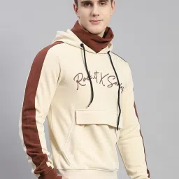 Rock.It Cream Regular Fit Colour Block Hooded Sweatshirt image 4