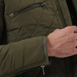 Peter England Olive Regular Fit Quilted Jacket image 4