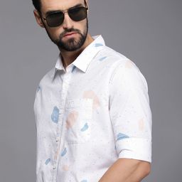 WROGN Men White Abstract Printed Slim Fit Pure Cotton Casual Shirt-picture-23