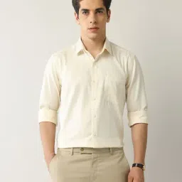 Arrow Yellow Slim Fit Checks Shirt-image-11