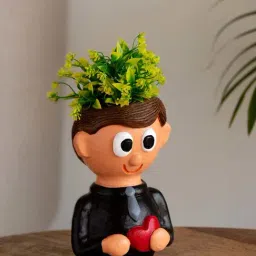 ExclusiveLane Multicolor Terracotta Cheerful Lad Hand-Painted Table Planter-image-34