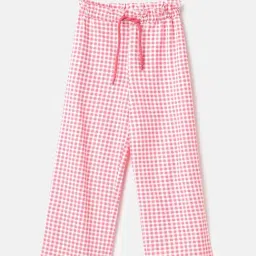 United Colors of Benetton Kids Pink Cotton Checks Trousers & Capris-image-3