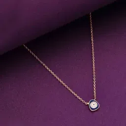 Kai Jewel Sterling Silver Rose Gold Stylish Single Abstract Evil Eye Chain Necklace-image-82
