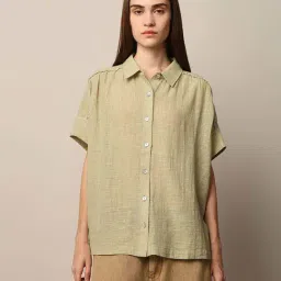 Only Green Striped Oversized Cotton Shirt-picture-22