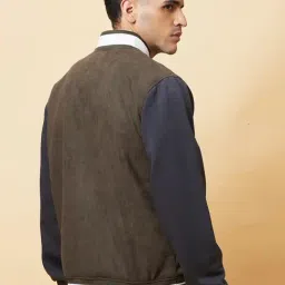 Being Human Green Slim Fit Colour Block Bomber Jacket image 2