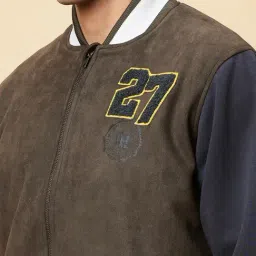 Being Human Green Slim Fit Colour Block Bomber Jacket image 4