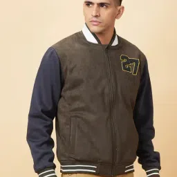 Being Human Green Slim Fit Colour Block Bomber Jacket image 3