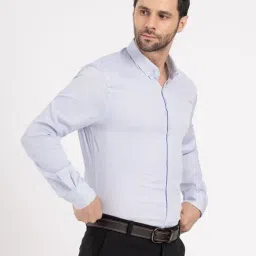 Red Tape Sky Blue Striped Relaxed Fit Shirt image 3