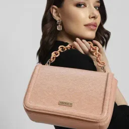 Forever 21 Peach PU Textured Sling Handbag-picture-26