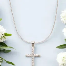 Taraash 925 Sterling Silver Combo Holy Cross Catholic Pendant With Chain For Unisex-picture-34