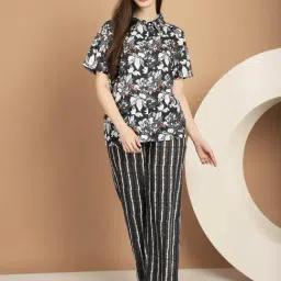 Kanvin Navy Cotton Printed Shirt Pyjamas Set-picture-12