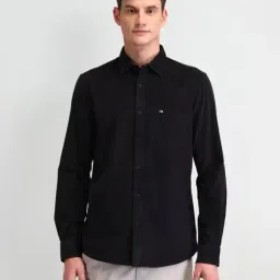 Arrow Sport Black Cotton Slim Fit Self Pattern Shirt-picture-26