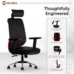 CELLBELL C190 Berlin Black & Red Mesh Executive Office Chair image 5